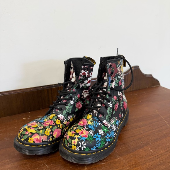 Dr. Martens Shoes - Dr. Martens Black Floral Boots